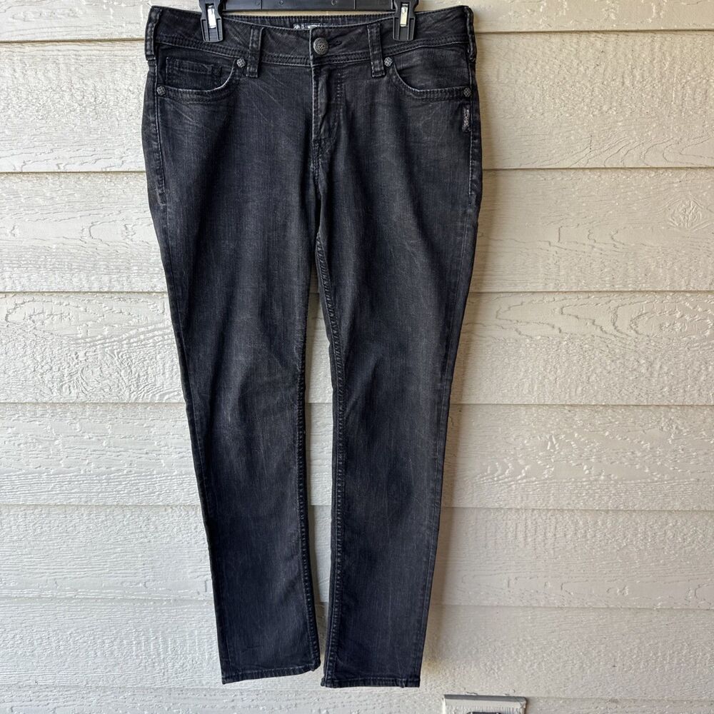 Silver Suki Skinny Jeans Womens 34/31 Edgy Rocker Minimalist Casual Black Denim